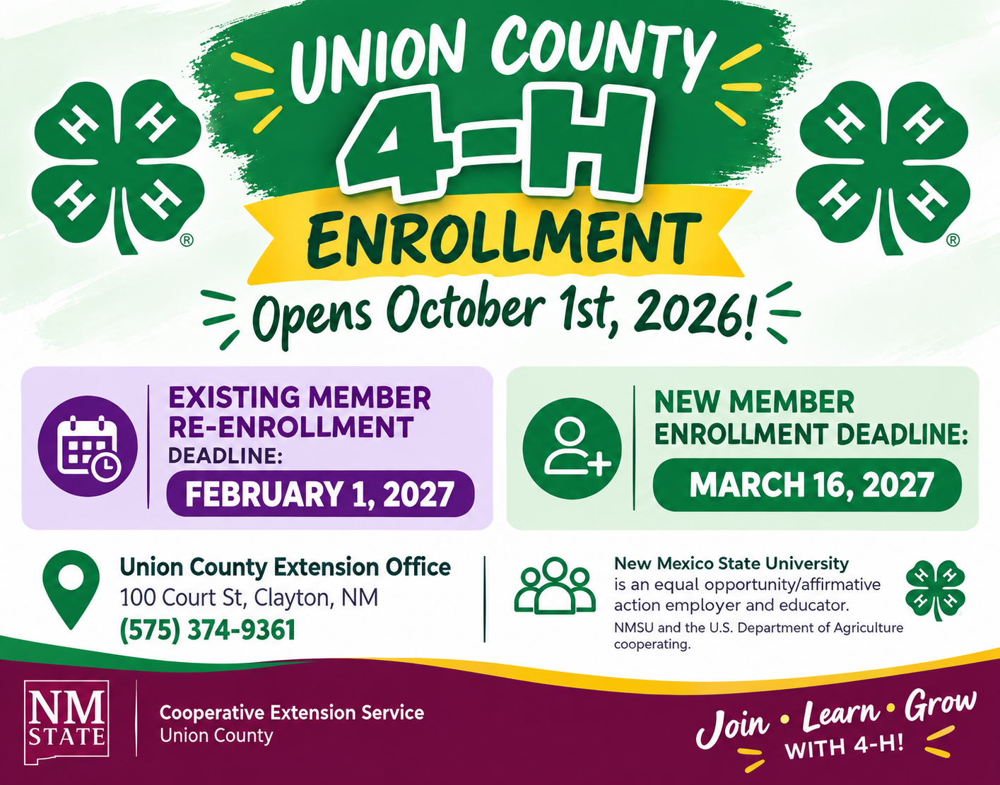 4-H Open Enrollment 2026-2027